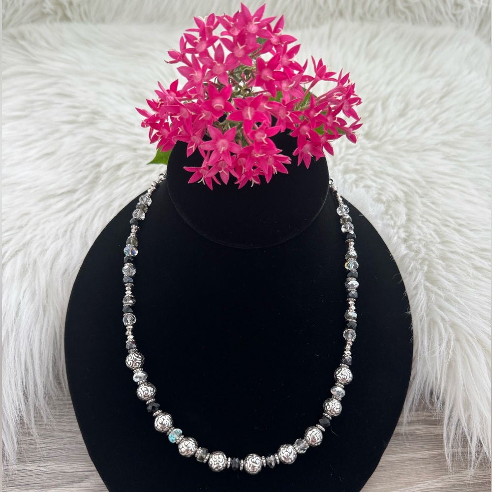 🖤❤️ BRIGHTON Crystal & Onyx Adjustable 24” Beaded Long Necklace
